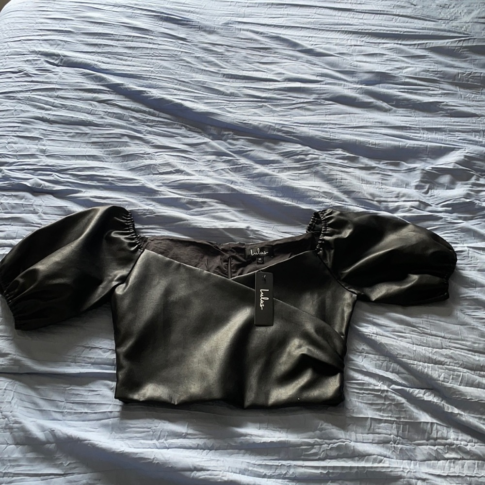 Vegan leather black top